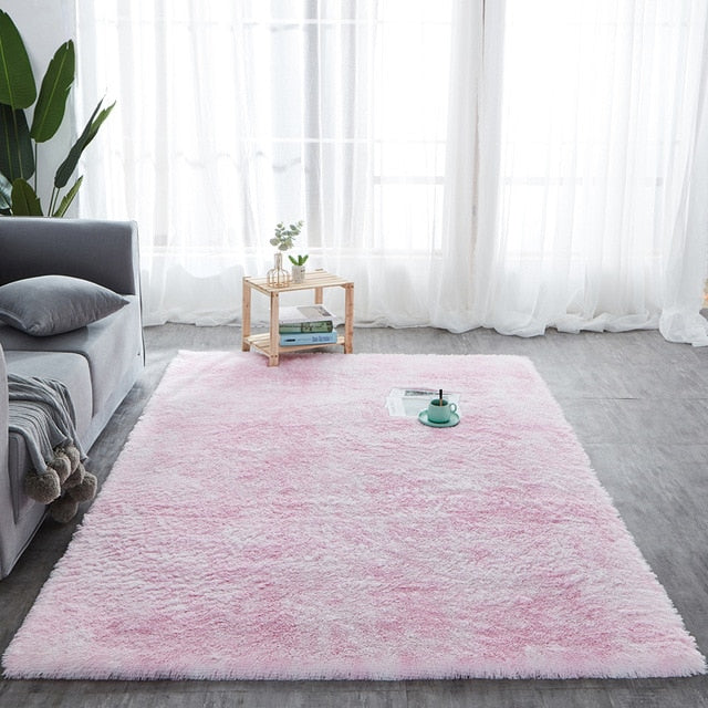 RULDGEE Shaggy Tie-dye Carpet Printed Alfombra Plush Floor Fluffy Mats Kids Room Faux Fur Area Rug Living Room Mats Silky Rugs