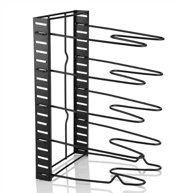 Pot and Pan Organizer for Cabinet Adjustable 8 Non-Slip Tiers Pot Rack with 3 DIY Methods Kitchen Organizer Rack for Pots & Pans