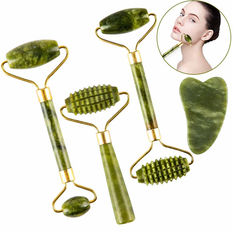 Massager For Face Jade Roller Facial Skin Care Tools Natural  Gouache Scraper Body Back Beauty Slimming Massagers Roller Set