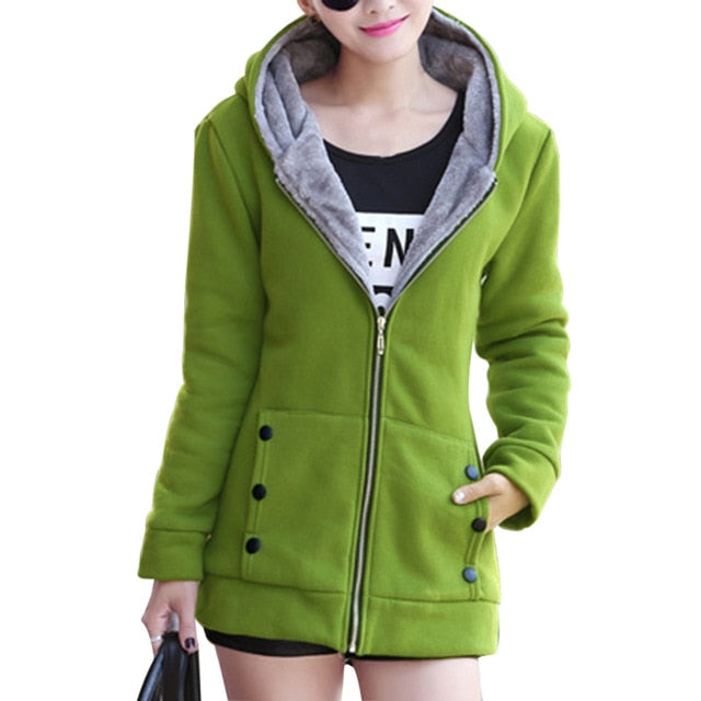 2020 Zipper Warm Fashion Hoodies Women Long Sleeve Hoodies Jackets Hoody Jumper Overcoat Outwear Female Sweatshirts