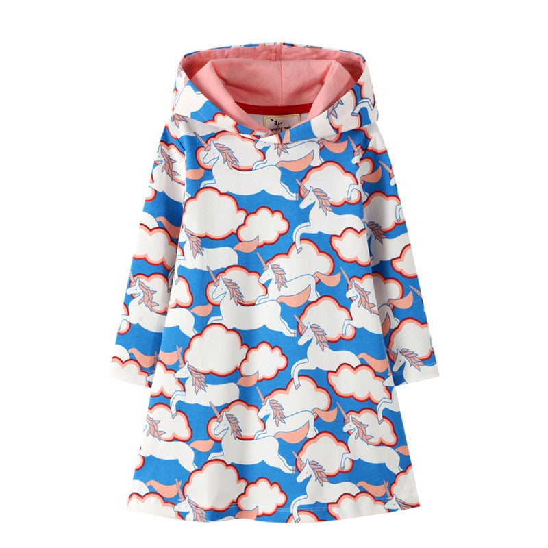 Girls Hooded Dress Cloud Cotton Toddler Dresses for Girls Clothing Autumn Winter Baby Dress Princess Costume Kids Clothes 2-7Y