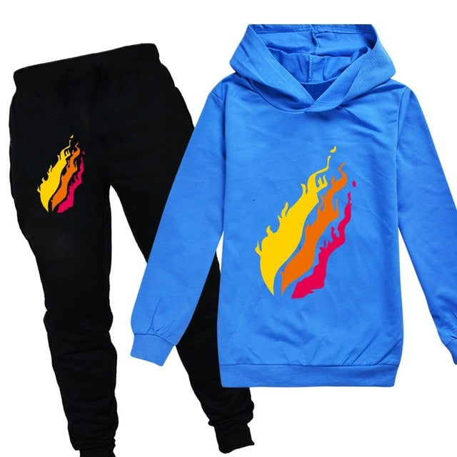 2020 2-15Y Fashion suit PrestonPlayz Hoodie Pants 2pcs Set Print Sportsuit flame Boys Clothing Toddler Girl Outfits