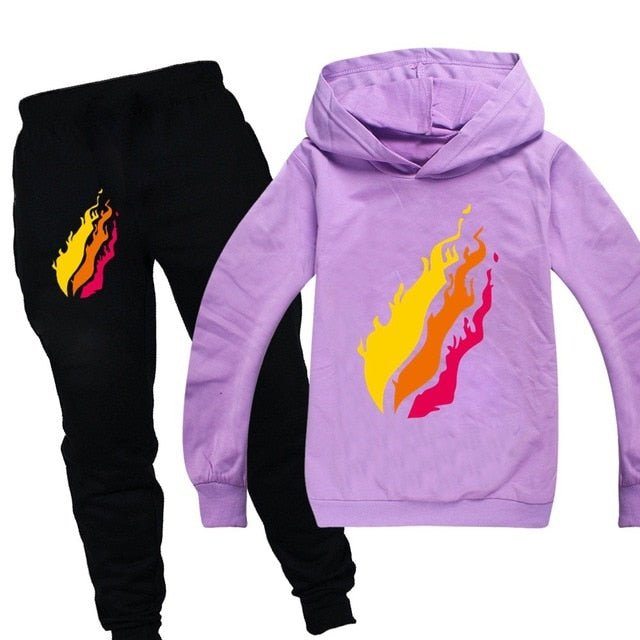 2020 2-15Y Fashion suit PrestonPlayz Hoodie Pants 2pcs Set Print Sportsuit flame Boys Clothing Toddler Girl Outfits