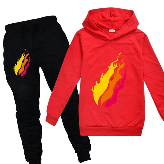 2020 2-15Y Fashion suit PrestonPlayz Hoodie Pants 2pcs Set Print Sportsuit flame Boys Clothing Toddler Girl Outfits