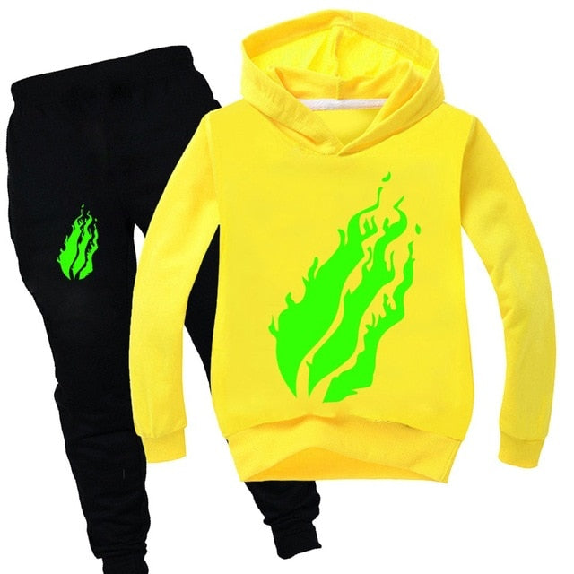 2020 2-15Y Fashion suit PrestonPlayz Hoodie Pants 2pcs Set Print Sportsuit flame Boys Clothing Toddler Girl Outfits