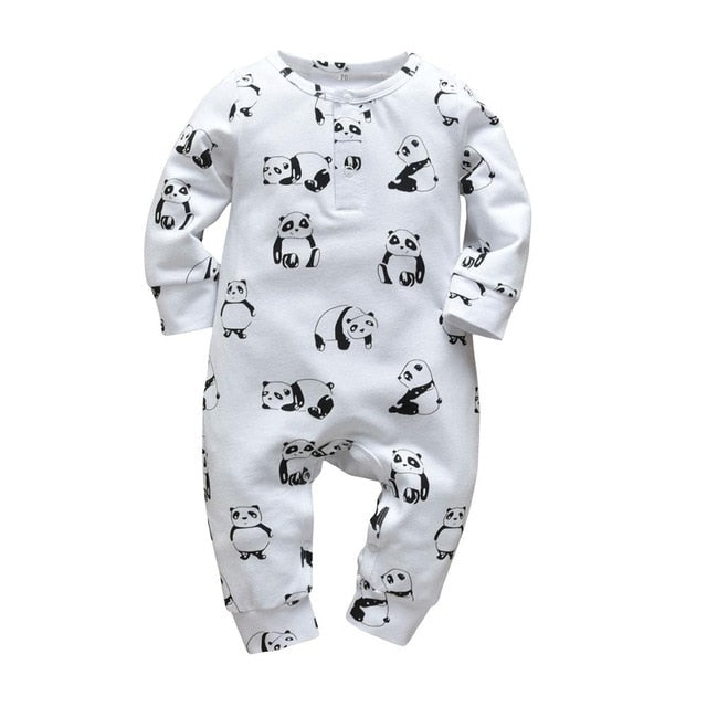 Newborn Baby Boys Girls Romper Cartoon Print Cotton Long Sleeve Jumpsuit Infant Clothing Pajamas Toddler Baby Clothes Outfits