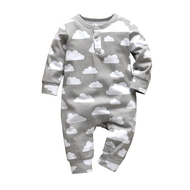 Newborn Baby Boys Girls Romper Cartoon Print Cotton Long Sleeve Jumpsuit Infant Clothing Pajamas Toddler Baby Clothes Outfits