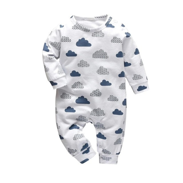 Newborn Baby Boys Girls Romper Cartoon Print Cotton Long Sleeve Jumpsuit Infant Clothing Pajamas Toddler Baby Clothes Outfits