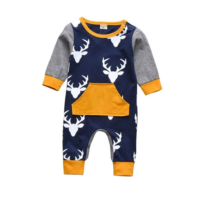 Newborn Baby Boys Girls Romper Cartoon Print Cotton Long Sleeve Jumpsuit Infant Clothing Pajamas Toddler Baby Clothes Outfits