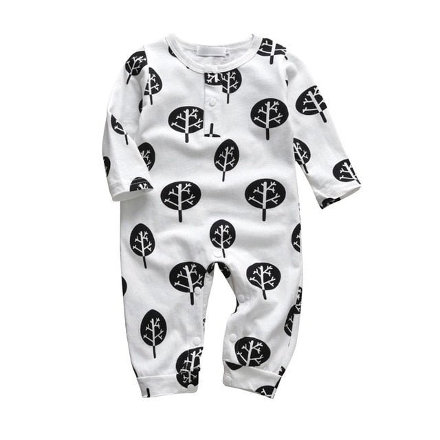 Newborn Baby Boys Girls Romper Cartoon Print Cotton Long Sleeve Jumpsuit Infant Clothing Pajamas Toddler Baby Clothes Outfits