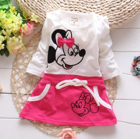 2020 New Summer Cotton Baby Girls Cartoon Long Sleeves Dress Children's Clothing Kids Princess Dresses Casual Clothes 0-2years