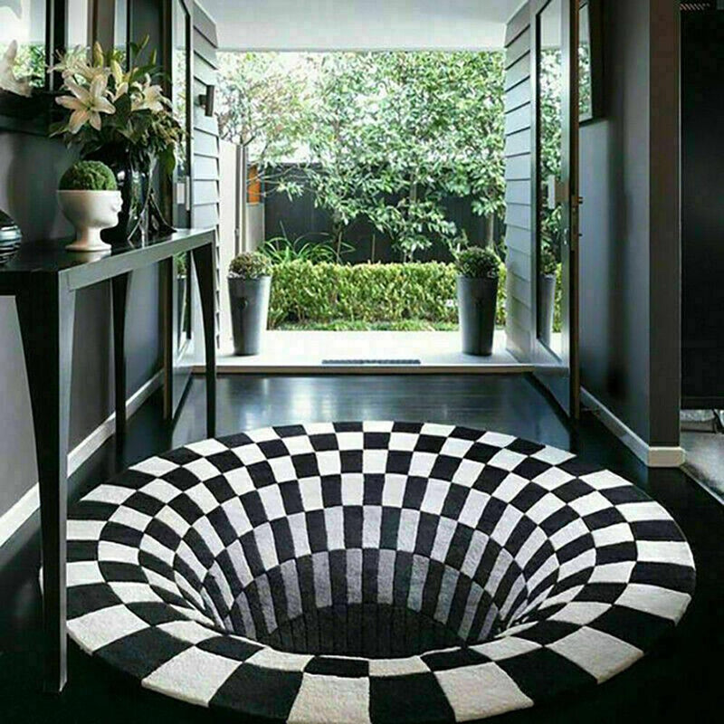 RULDGEE Mandala  Alfombra 3D Three-dimensional Black&White Stereo Vision Mat Living Room Doormat Tea Table Sofa Illusion Carpet