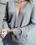 Autumn winter 2020 women's sexy knitting sweater deep V-neck cashmere sweater women's Pullover womens solid color loose Pullover