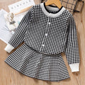 Bear Leader Girls Dress 2020 Winter Geometric Pattern Dress Long Sleeve Girls Clothes Top Coat+ Tutu Dress Sweater Knitwear 2pcs