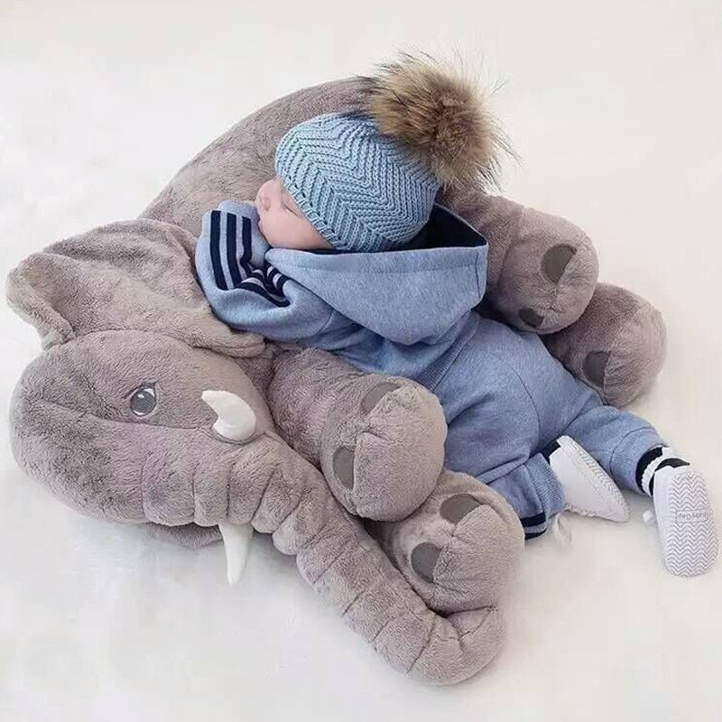 40*33cm Baby Soft Plush Elephant Sleep Pillow Calm Doll Toys Sleep Bed Lumbar Seat Cushion Kids Portable Bedroom Bedding Stuffed