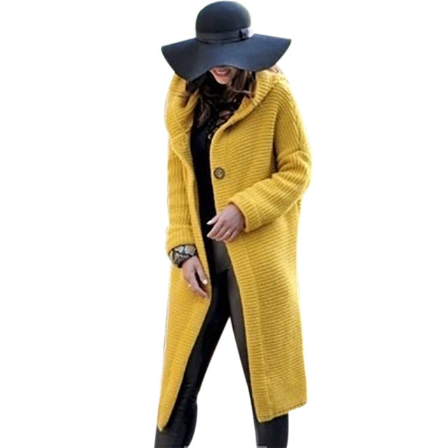 Hooded Sweater Autumn Winter Coat Long-sleeve Casual Loose Knit Sweater Hooded Blusas De Inverno Feminina Oversize Jacket Coat