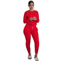 CM.YAYA Casual Sport Women Two Piece Set Tracksuit Long Sleeve Sweatshirt Tops Stacked Jogger Sweatpant Suit Outfit Matching Set