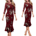 Vfemage Womens Elegant Vintage Floral Lace Leopard Autumn Office Business Evening Party Bodycon Pencil Mermaid Midi Dress 1090