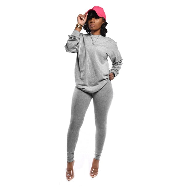 Casual Women Solid Tracksuit Long Sleeve 2 Piece Set Outfis Top And Pants Suit  Jogging Femme Matching Sets 10 Colour 2XL cloth