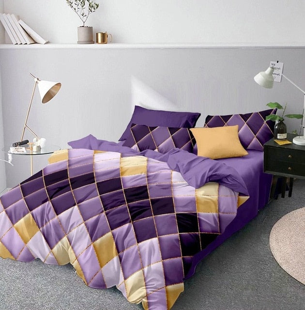 Claroom Geometric Duvet Cover Comforter Bedding Queen King Bed Linens (No Sheet) CV01#