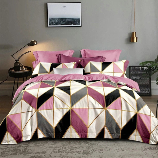 Claroom Geometric Duvet Cover Comforter Bedding Queen King Bed Linens (No Sheet) CV01#