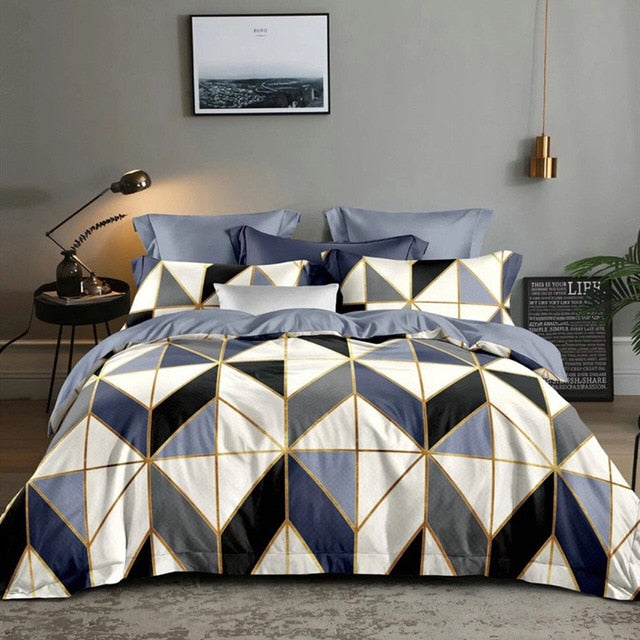 Claroom Geometric Duvet Cover Comforter Bedding Queen King Bed Linens (No Sheet) CV01#