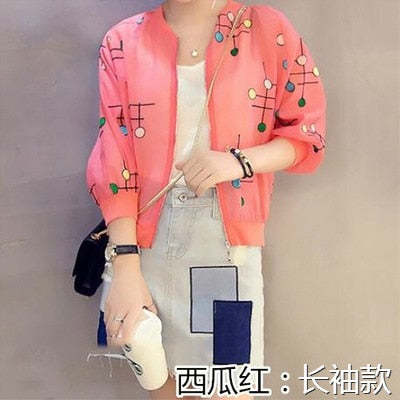 Dropship Summer Autumn Coat Women Jacket Thin Long Sleeve White Hole Lace Sunscreen Jackets Female Short Zipper Tops Jacket