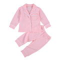 2 Piece Toddler Kids Girls Boys Pajama Sets Long Sleeve Lapel Buttons Shirt Top+Pant Cotton Casual Homewear Sleepwear Nightwear