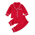 2 Piece Toddler Kids Girls Boys Pajama Sets Long Sleeve Lapel Buttons Shirt Top+Pant Cotton Casual Homewear Sleepwear Nightwear