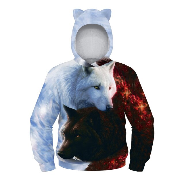 Autumn Winter Funny Girls Full Sleeve 3D Cat Hoodie Boys Anime Cartoon Sweatshirts Children's Pullovers Kids Clothes Wears