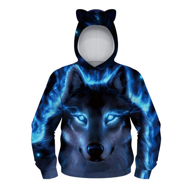 Autumn Winter Funny Girls Full Sleeve 3D Cat Hoodie Boys Anime Cartoon Sweatshirts Children's Pullovers Kids Clothes Wears