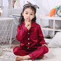 Childrens Kids Pyjamas Silk Satin Tops Pant Autumn Winter Long Sleeve Sleepwear Nightwear Girls Boys Pajama Sets Teen Pajamas