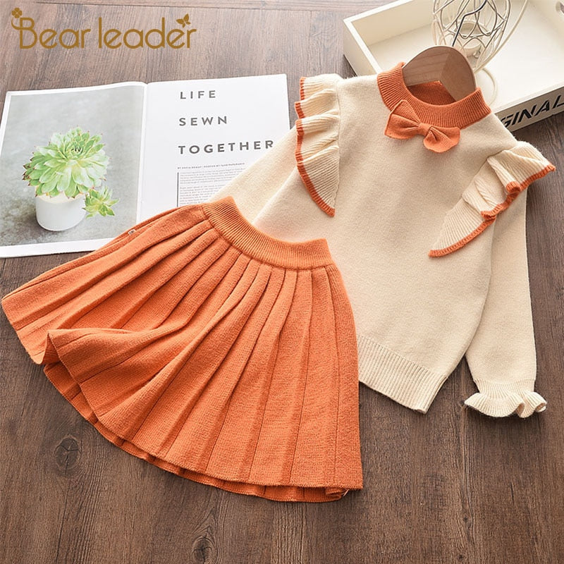 Bear Leader Newborn Girls Warm Dress Cute Autumn Winter New Baby Knitted Clothes Infant Toddler Tops Shirts for Girl Dresses