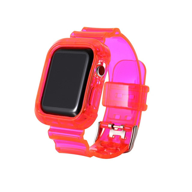 Newest Sport Strap for Apple Watch Band  Series 6 1 2 3 4 5 silicone Transparent  for Iwatch 5 4 Strap 38mm 40mm 42mm 44mm wirst