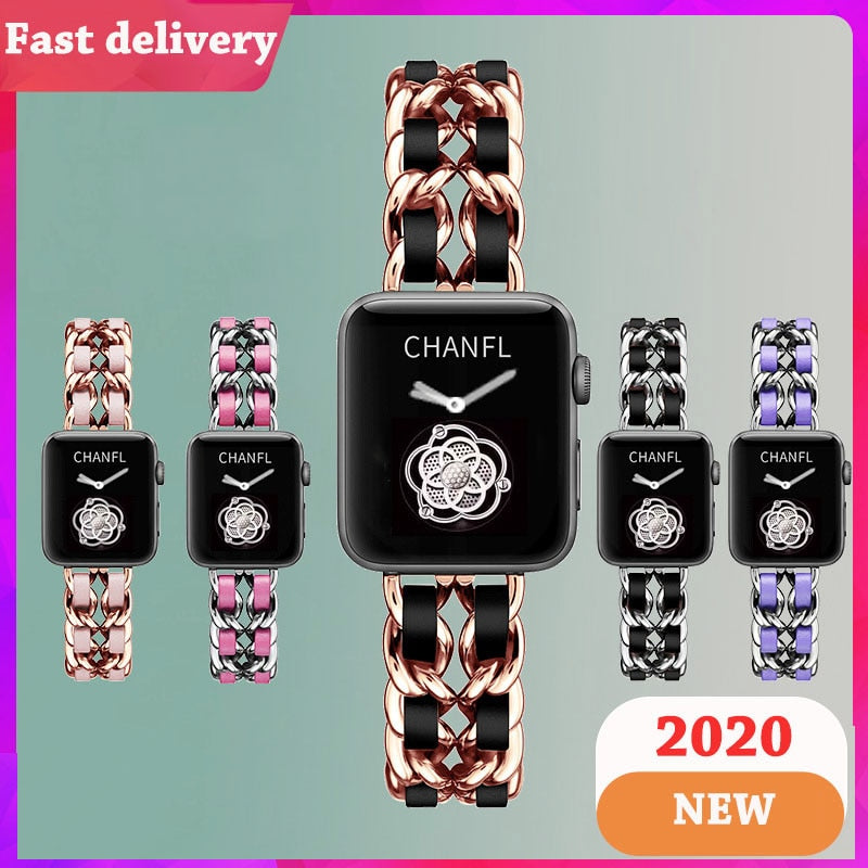 New Strap For Apple Watch 6 5 4 3 Band  Stainless Steel luxury 38mm 42mm Bracelet Band for iWatch series 5 4 3/1 40mm 44mm strap