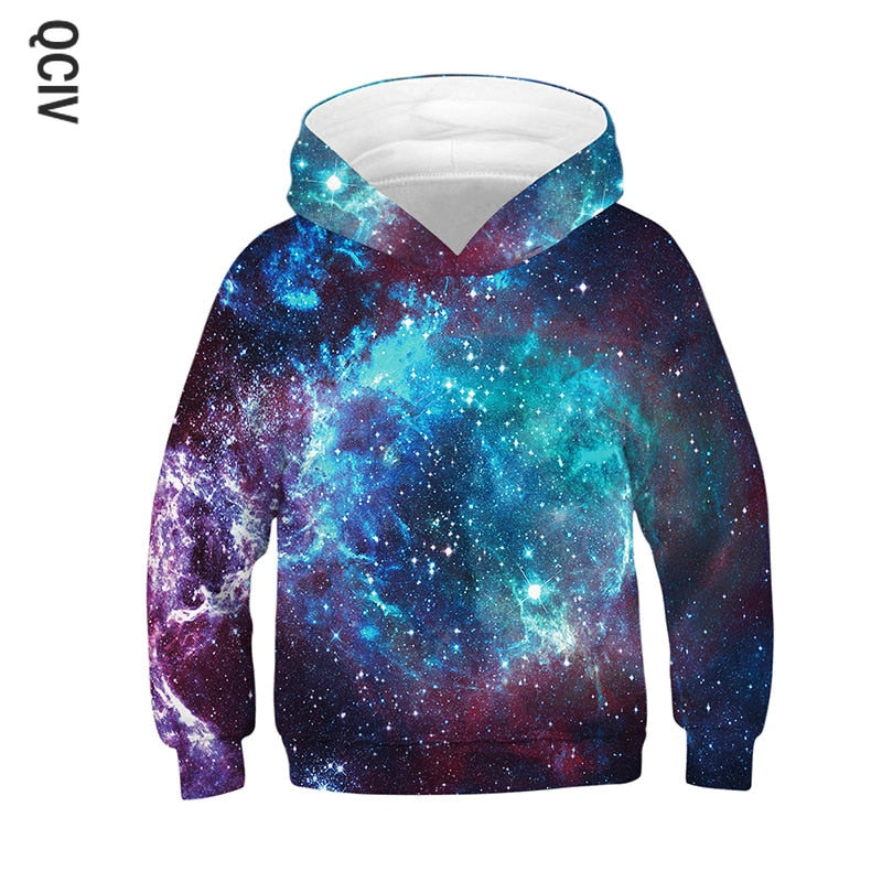 Space Galaxy 3D Print Kids Hoodie Fashion Long Sleeve Hoodies Boys Girls Sport Wear Hoody Sweatshirt for Children Pullover Tops