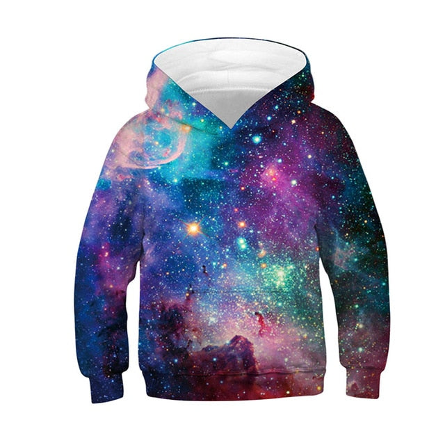 Space Galaxy 3D Print Kids Hoodie Fashion Long Sleeve Hoodies Boys Girls Sport Wear Hoody Sweatshirt for Children Pullover Tops