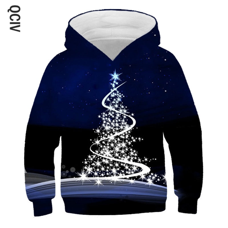 Boys Christmas pattern printing autumn and winter brand kids joy 3D personality pullover children's clothing 3-14 years old