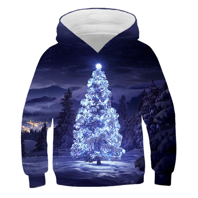 Boys Christmas pattern printing autumn and winter brand kids joy 3D personality pullover children's clothing 3-14 years old