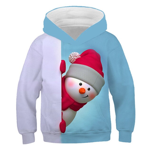 Boys Christmas pattern printing autumn and winter brand kids joy 3D personality pullover children's clothing 3-14 years old