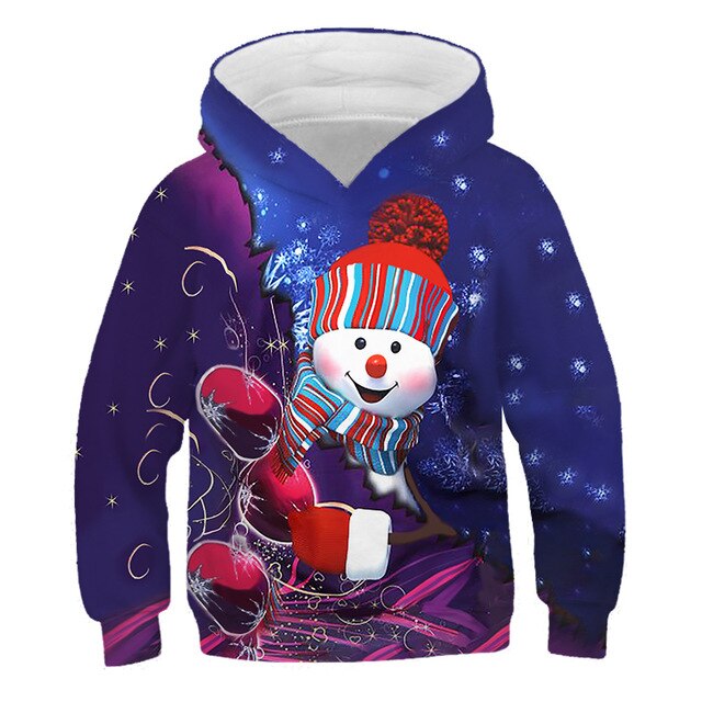 Boys Christmas pattern printing autumn and winter brand kids joy 3D personality pullover children's clothing 3-14 years old