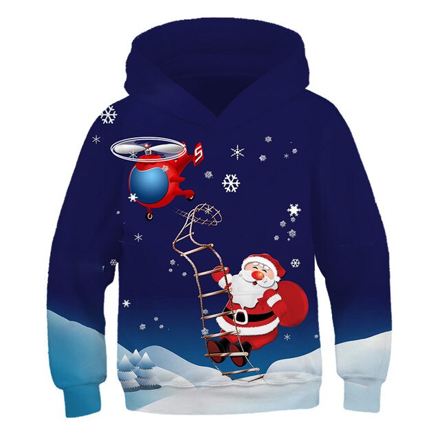 Boys Christmas pattern printing autumn and winter brand kids joy 3D personality pullover children's clothing 3-14 years old