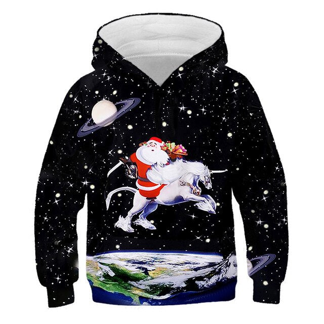 Boys Christmas pattern printing autumn and winter brand kids joy 3D personality pullover children's clothing 3-14 years old