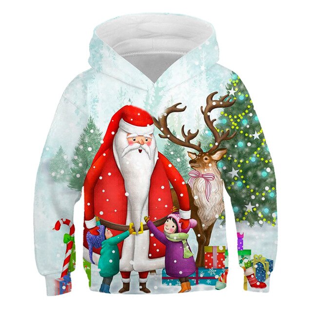 Boys Christmas pattern printing autumn and winter brand kids joy 3D personality pullover children's clothing 3-14 years old