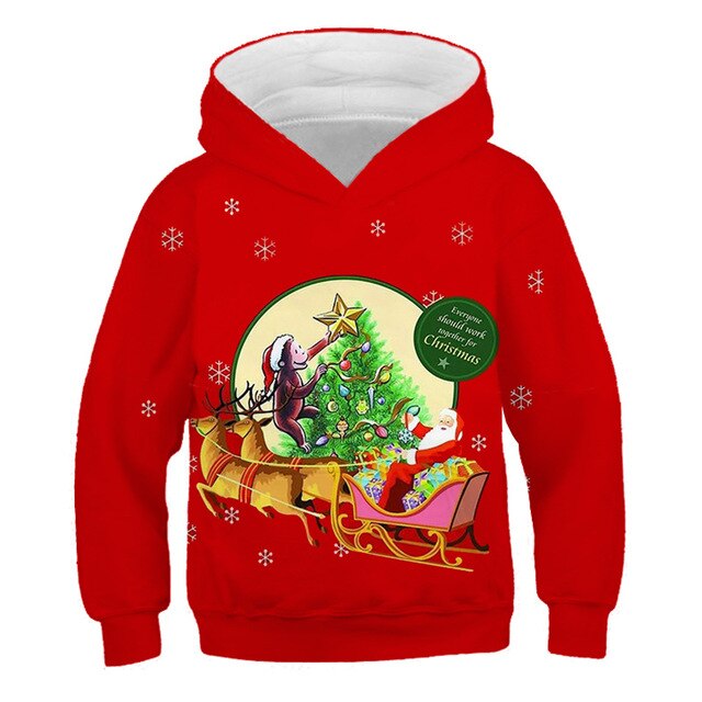 Boys Christmas pattern printing autumn and winter brand kids joy 3D personality pullover children's clothing 3-14 years old