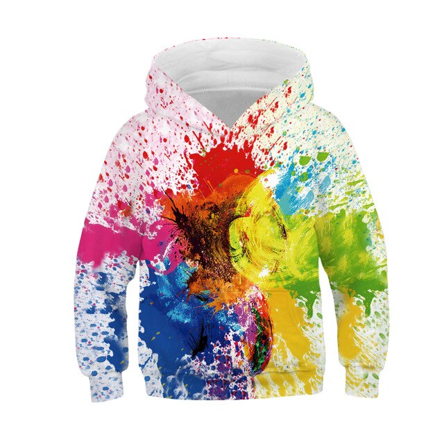 Winter Children's Rainbow Ink 3D Print Hoodies Boys Coats Girls Unicorn Hooded Adult Kids Clothes