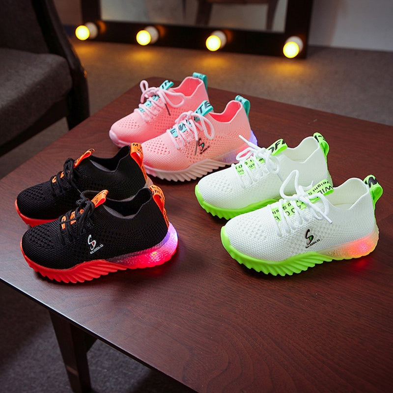 Children Shoes Kid Baby Girls Boys Letter LED Luminous Sport Run Sneakers Casual Shoes Sapato Infantil LED Shoes Kids Sneakers