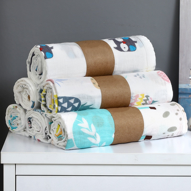 1Pc Muslin 100% Cotton Baby Swaddles Soft Newborn Blanket Bath Gauze Infant Wrap Sleepsack Stroller Cover Play Mat Baby Blankets