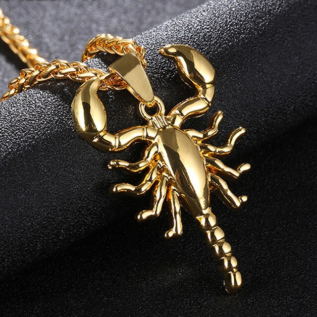 HIP Hop Bling Iced Out Cubic Zirconia Animal Necklace Titanium Alloy Steel Scorpion Necklaces Pendants For Men Rock Jewelry