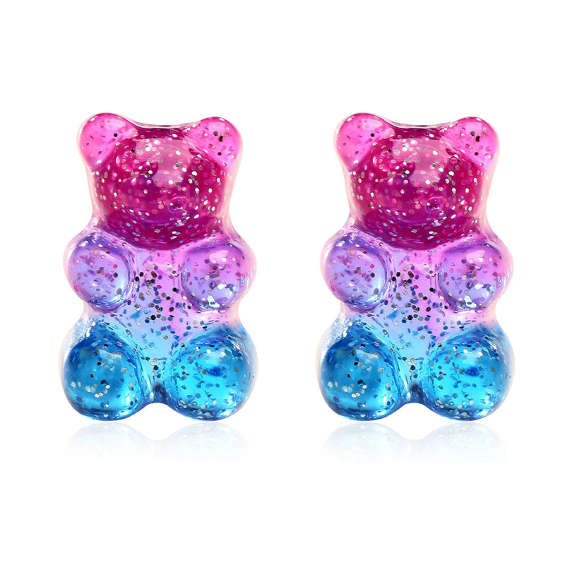 New Colorful Jelly Bear Earrings Fashion Girls Candy Color Stud Earrings Cute Korean Jewlery